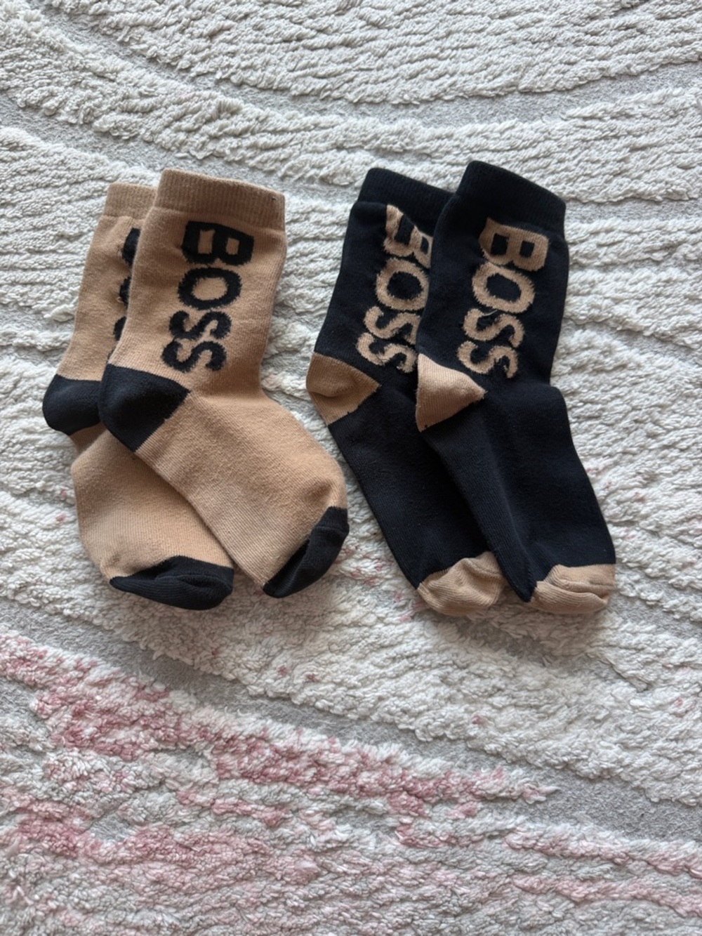 Boss Two-Pack Crew Socks in Tan and Black